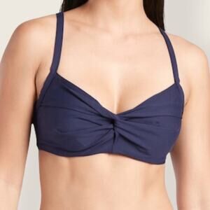 NWT | Athleta | Twisted Bikini Top | Navy Blue | 32 D/DD